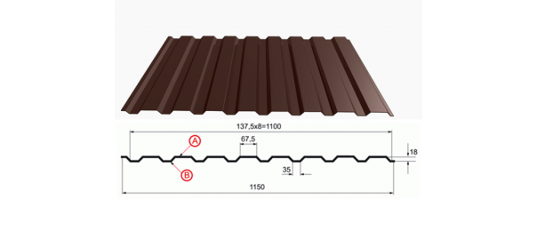 Профнастил коричневый оцинкованный  RAL 8017 С-20 купить недорого в Крутом