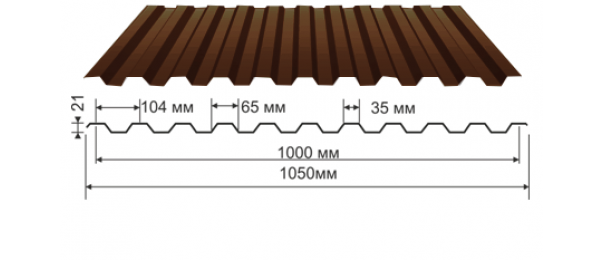 Профнастил коричневый оцинкованный  RAL 8017 С-21 купить недорого в Крутом
