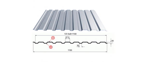 Профнастил оцинкованный С-20 1100x2500 купить недорого в Крутом
